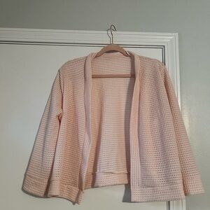 Elegant Pink Waffle Knit Cardigan